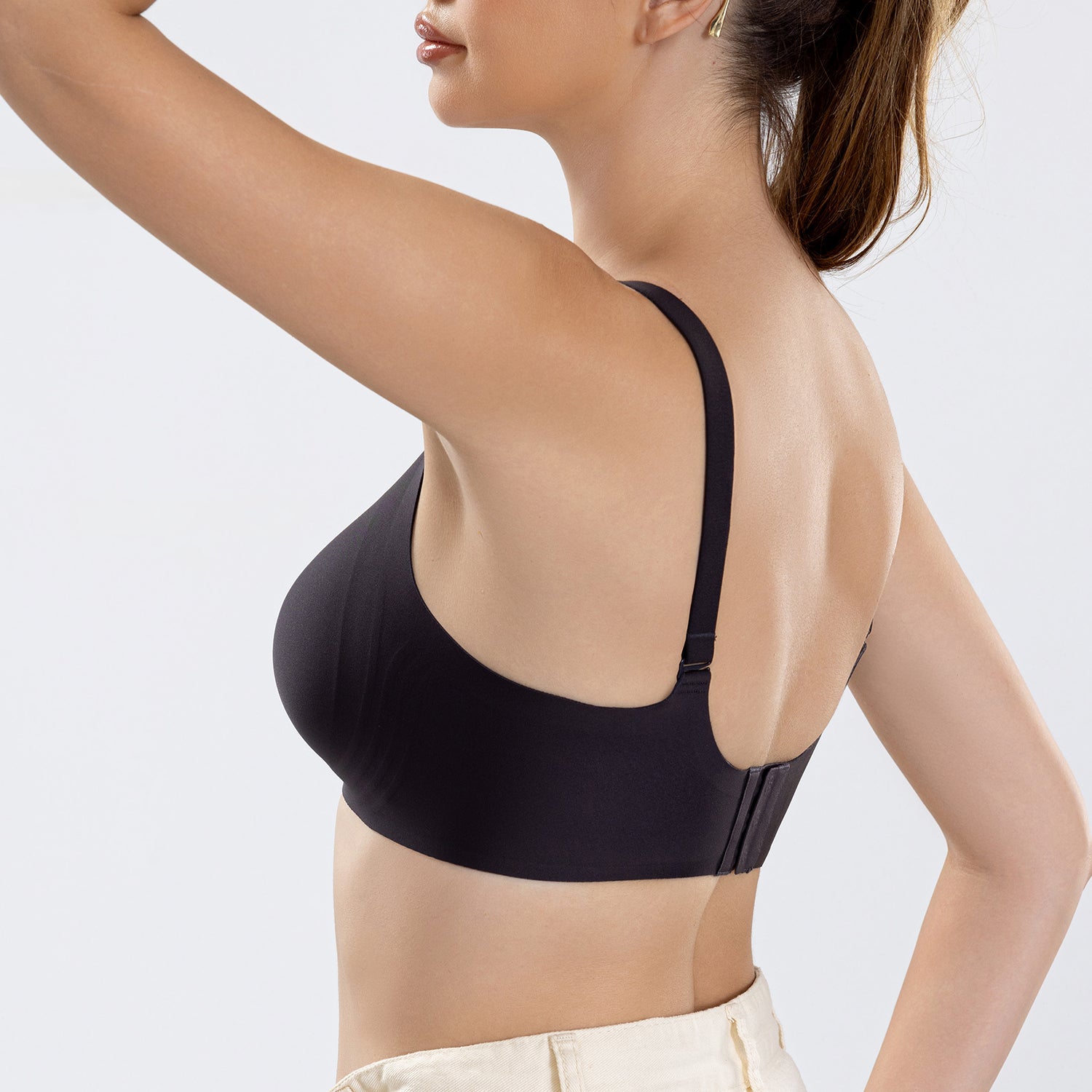 PQK Wireless Seamless T Shirt Bras V Shape Full Coverage and Support